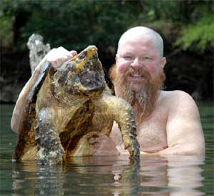 George Heinrich with alligator snapping turtle